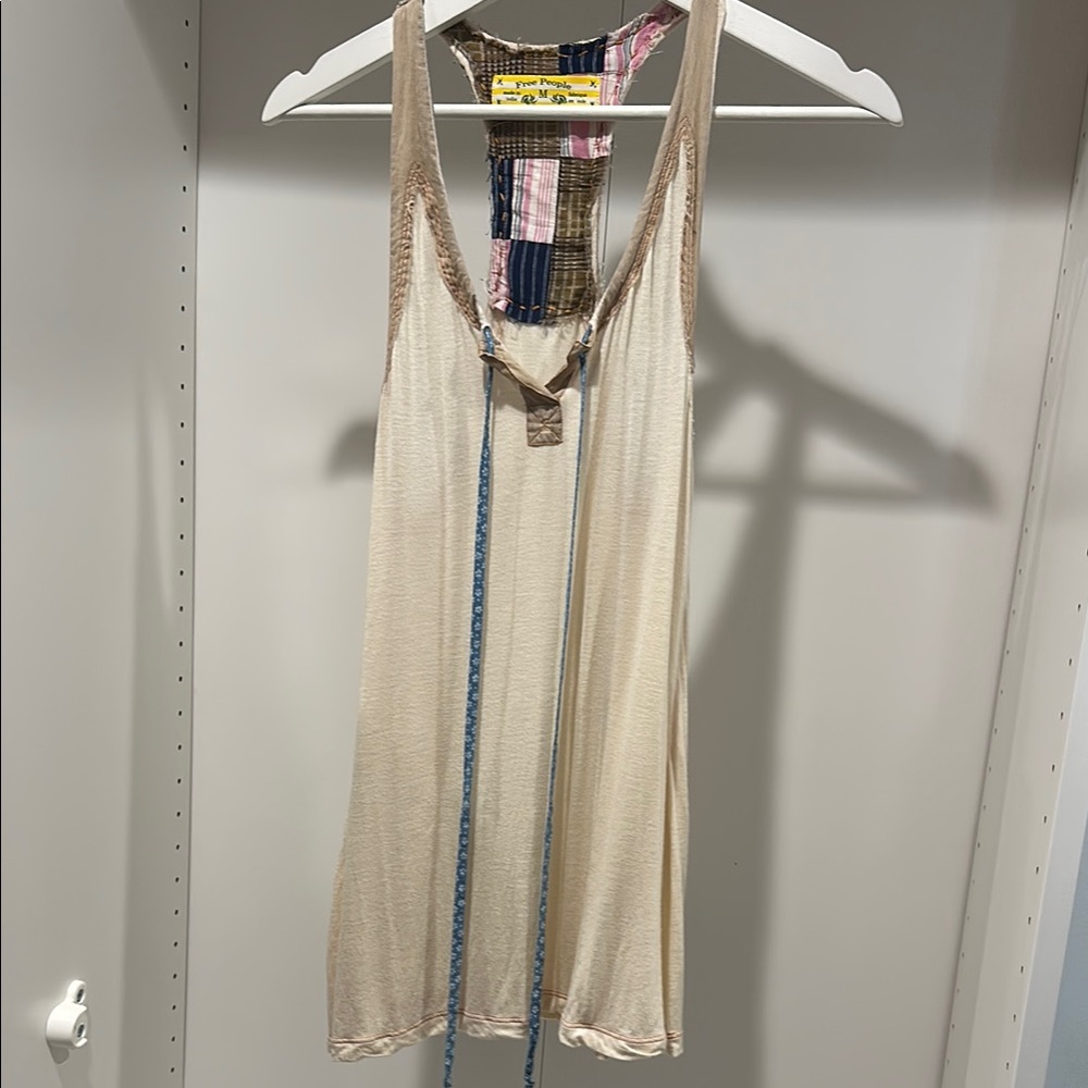 Free People Beige Patchwork Tank